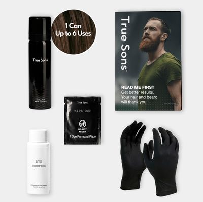 True Sons Hair Dye Foam for Men - Natural Look -Effortless, Multi-Use Dye Kit with Instant Color Booster Applicator, Ammonia-Free Formula For Sensitive Skin, Simpler Hair and Beard Dye (Medium Brown)