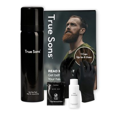 True Sons Hair Dye Foam for Men - Natural Look -Effortless, Multi-Use Dye Kit with Instant Color Booster Applicator, Ammonia-Free Formula For Sensitive Skin, Simpler Hair and Beard Dye (Medium Brown)