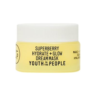 Youth To The People Superberry Glow Dream Mask - Brightening Overnight Face Mask + Hyaluronic Acid Night Moisturizer with Vitamin C &amp; Squalane Oil for Even Skin Tone - Travel Size (0.5oz)