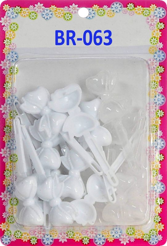 Tara Girls Self Hinge Plastic Bow Hair Barrettes Selection (CLEAR WHITE RIBBON)