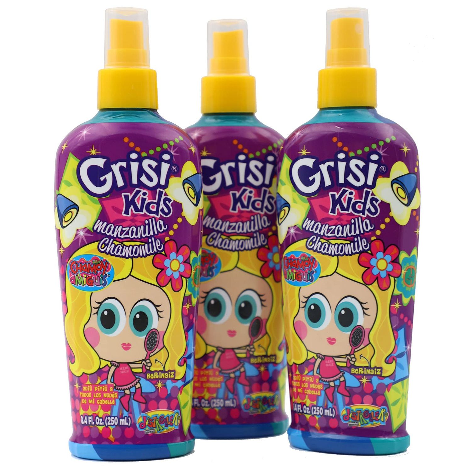 Grisi Kids Manzanilla Lotion Detangling and Lightening with Chamomile Spray, Clear, 3-Pack of 8.4 FL Oz, 3 Spray Bottles