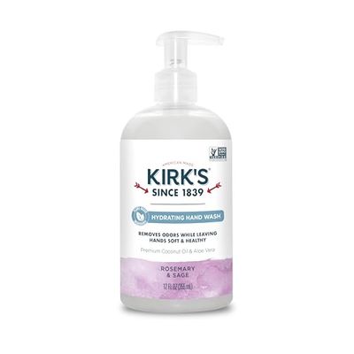 Kirk&#39;s Odor-Neutralizing Natural Hand Soap Castile Liquid Soap Pump Bottle | Moisturizing &amp; Hydrating Kitchen Hand Wash | Rosemary &amp; Sage Scent | 12 Fl Oz. Bottle