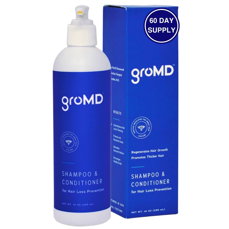 GroMD Biotin Shampoo and Conditioner, Hair Growth Shampoo, Hair Loss Shampoo for Men &amp; Women, Regrowth Treatment &amp; Thickening, Contains Argan Oil &amp; DHT Blocking Ingredients, Doctor-Formulated, 10 oz