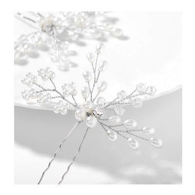 Campsis Wedding Hair Pins Rhinestone Wedding Hair Accessories for Bridal Flower Crystal Wedding Hair Pieces Handmade Bridal Hair Pin Bridesmaids for Women and Girls (C)
