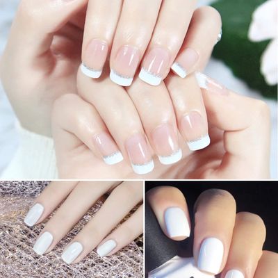 Vishine Gel Polish French Manicure Kit Top Base Coat Set Nail Gel Color White Pink Pedicure