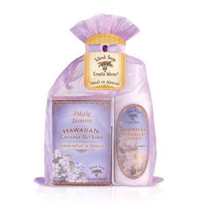 Island Soap &amp; Candle Works,Soap and Lotion Organza Set, Pikake