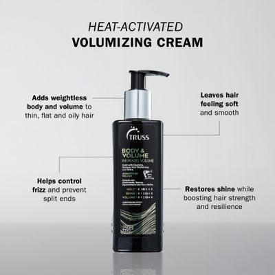 TRUSS Body &amp; Volume - Weightless, Heat Activated Cream for Volume and Texture to Thin, Oily Hair Types - Light to Medium Hold with Elasticity, Hair Thickening &amp; Shine (8.45oz)