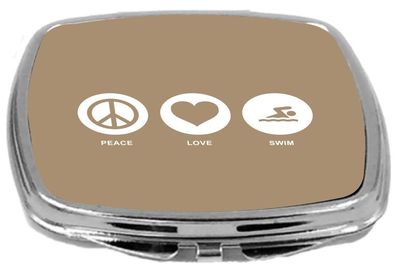 Rikki Knight Peace Love Swim Design Compact Mirror, Brown, 2 Ounce