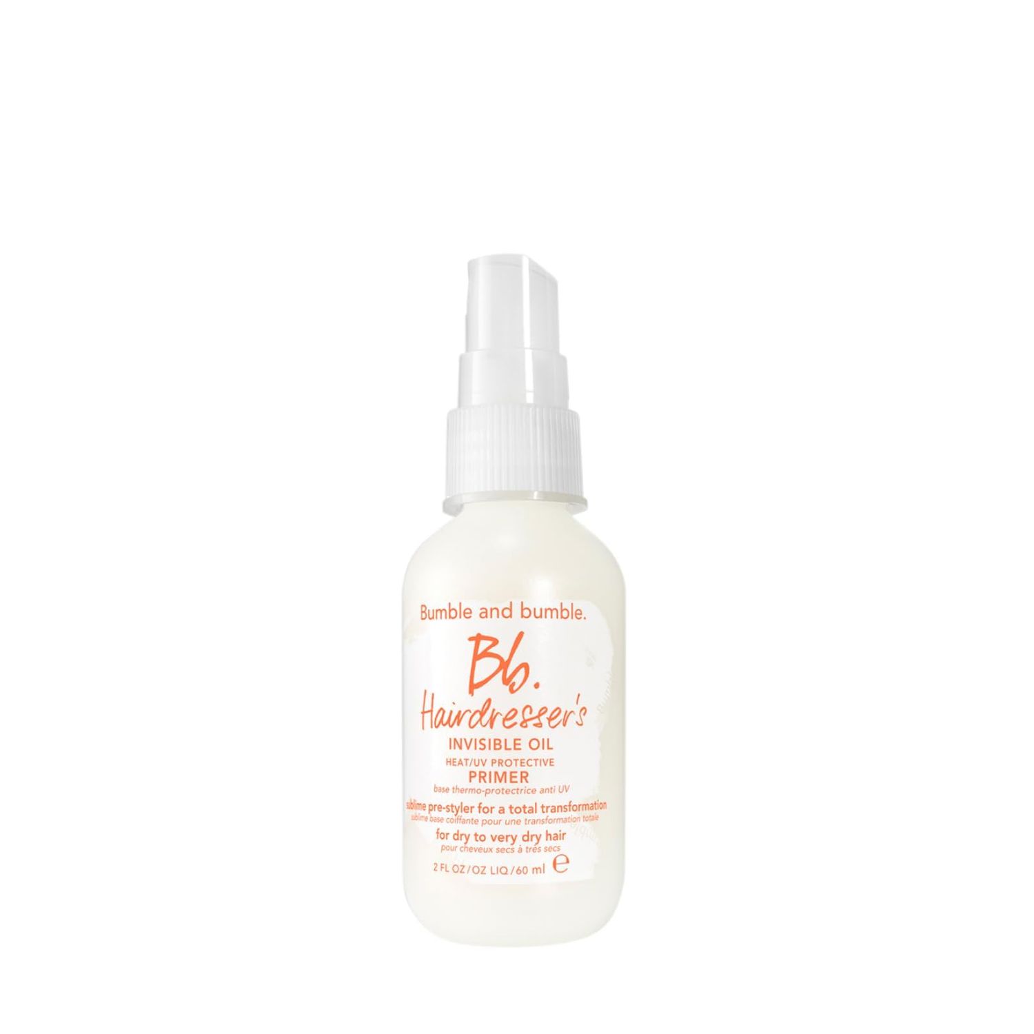 Bumble and bumble. Hairdresser&#39;s Invisible Oil Heat/UV Protection Leave-In Conditioner Hair Primer | Hydrating, Anti Frizz, Color Safe | Straight, Coily | With Argan Oil + Coconut Oil, 2 Fl Oz