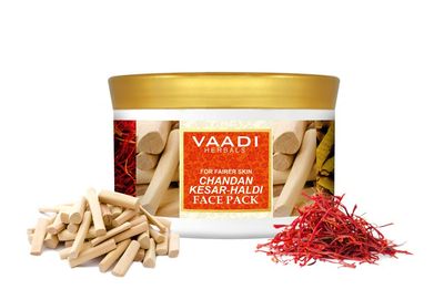Sandalwood and Saffron Face Pack - Herbal Face Pack - ALL Natural - Sulfate Free - Suitable for All Skin Types - Value Pack of 600 gms (21.16 Oz) - Vaadi Herbals