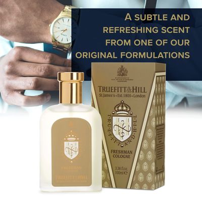 Truefitt &amp; Hill Luxury Cologne - Freshman - Premium Long-Lasting Citrus and Bergamot Men's Fragrance Presented in a Beautifully Etched Traditional Atomizer Bottle - 3.38 oz.