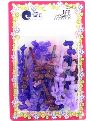 Tara Girls Self Hinge Plastic Bow Hair Barrettes 42 Pieces Selection (Mixed Purple)