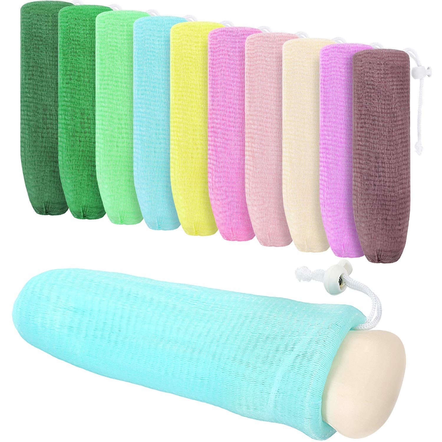 Exfoliating Mesh Soap Pouch Mesh Soap Saver Bag Bubble Foam Net for Body Facial Cleaning Tool, Random Colors