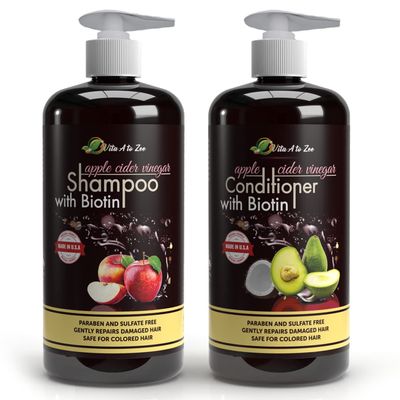Vita A to Zee Apple Cider Vinegar Shampoo &amp; Avocado Coconut Conditioner (2 x 16.9 fl oz)