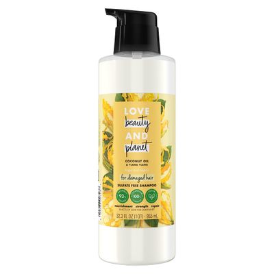 Love Beauty and Planet Coconut Oil &amp; Ylang Hope and Repair Sulfate-Free Shampoo for Split Ends, Dry &amp; Damaged Hair, Paraben, Silicone, Dye, Cruelty, Phthalate-Free, 32.3 oz