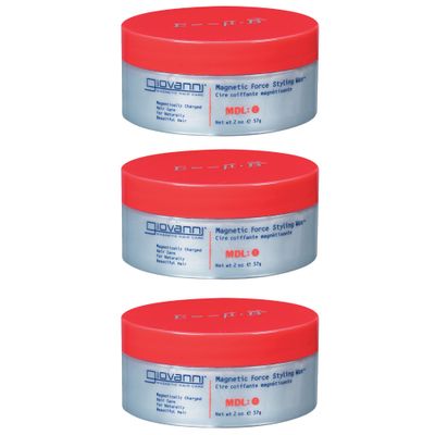 GIOVANNI Magnetic Force Styling Wax - Natural Styling Wax for all Hair Types, Firm Hold, Helps Build Shape &amp; Add Shine, Hair Wax that Adds Fullness &amp; Volume, Soothes Hair &amp; Scalp - 2 oz (3 Pack)