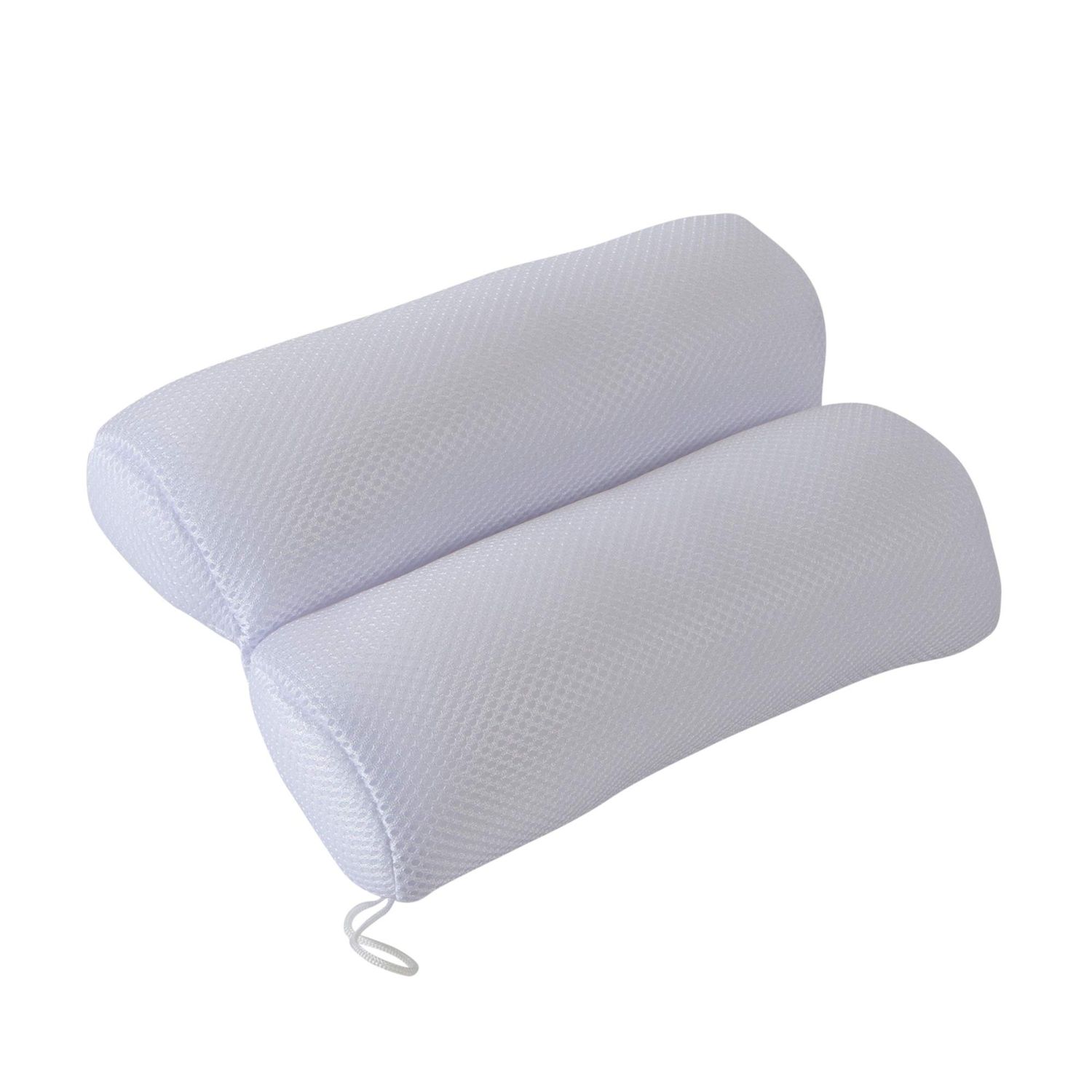 Bath Bliss, Suction Cups, Powerful Gripping, Machine Washable, Spa Experience, Breathable Ultra Comfort Dual Chamber Bath Pillow, 11&quot;x 7.5&quot;x 2.75&quot;, White