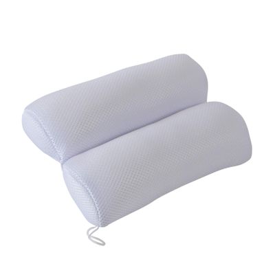 Bath Bliss, Suction Cups, Powerful Gripping, Machine Washable, Spa Experience, Breathable Ultra Comfort Dual Chamber Bath Pillow, 11&quot;x 7.5&quot;x 2.75&quot;, White