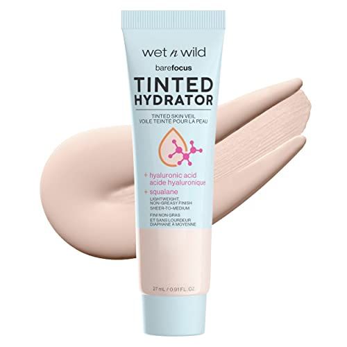 wet n wild Bare Focus Tinted Hydrator Matte Finish, Porecelain, Oil-Free, Moisturizing Makeup | Hyaluronic Acid | Sheer To Medium Coverage