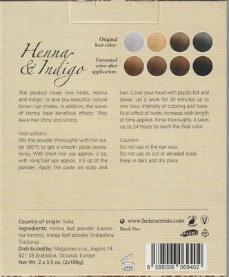 Henna &amp; Indigo Powder - Brown Hair Dye - Fresh &amp; Pure Organic - 7oz - Indian Natural Hair Care