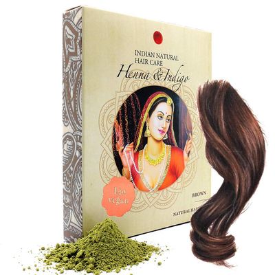 Henna &amp; Indigo Powder - Brown Hair Dye - Fresh &amp; Pure Organic - 7oz - Indian Natural Hair Care