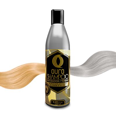 OURO Purple Shampoo for Blonde &amp; Platinum Hair - Neutralizes Yellow &amp; Orange Tones, Revitalizes Color, Nourishes Without Damage, Ashy Silver Effect, Enhances Gray Hair, 8,4 oz