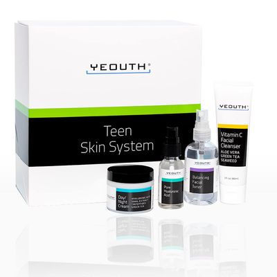 YEOUTH Skin Care Gift Set: Hyaluronic Acid Serum, Vitamin C Cleanser, Toner &amp; Face Cream, Teen Skincare Kit Girls &amp; Boys 4-Piece Beauty Gifts