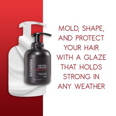Scruples Enforce Sculpting Glaze - Strong Hold Hair Gel to Create Body &amp; Lift - Weightless Hair Glaze Without Build Up - Water Soluble Formula for All Hair Types (8.5 oz)