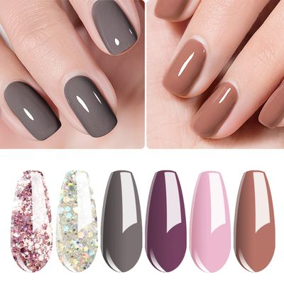 Vishine Gel Nail Polish Starter Kit - 48W LED Lamp 6 Color &amp; Base Top Coat Set, Manicure Tools Popular Nail Art Designs #05