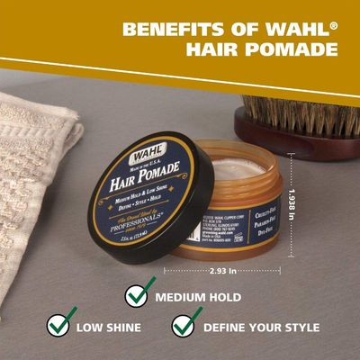 WAHL Hair Pomade for Styling with Essential Manuka/Meadowfoam Seed/Clove &amp; Moringa Oil for Control Hold Shine - Model 805611A