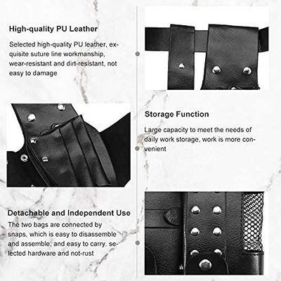 Hair Care Styling Tools Waist Bag, Salon PU Leather Hairdressing Tool Pouch Holster with Multifunction Pockets and Removable Waist Belt for Barber Scissor Comb