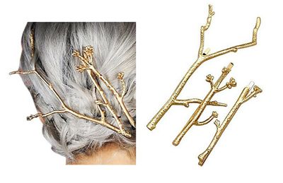 Set of 3 Vintage Tree Branch Hair Clip Barrette Women Lady Hair Pin Head Dress DIY Hair Accessories (Gold)