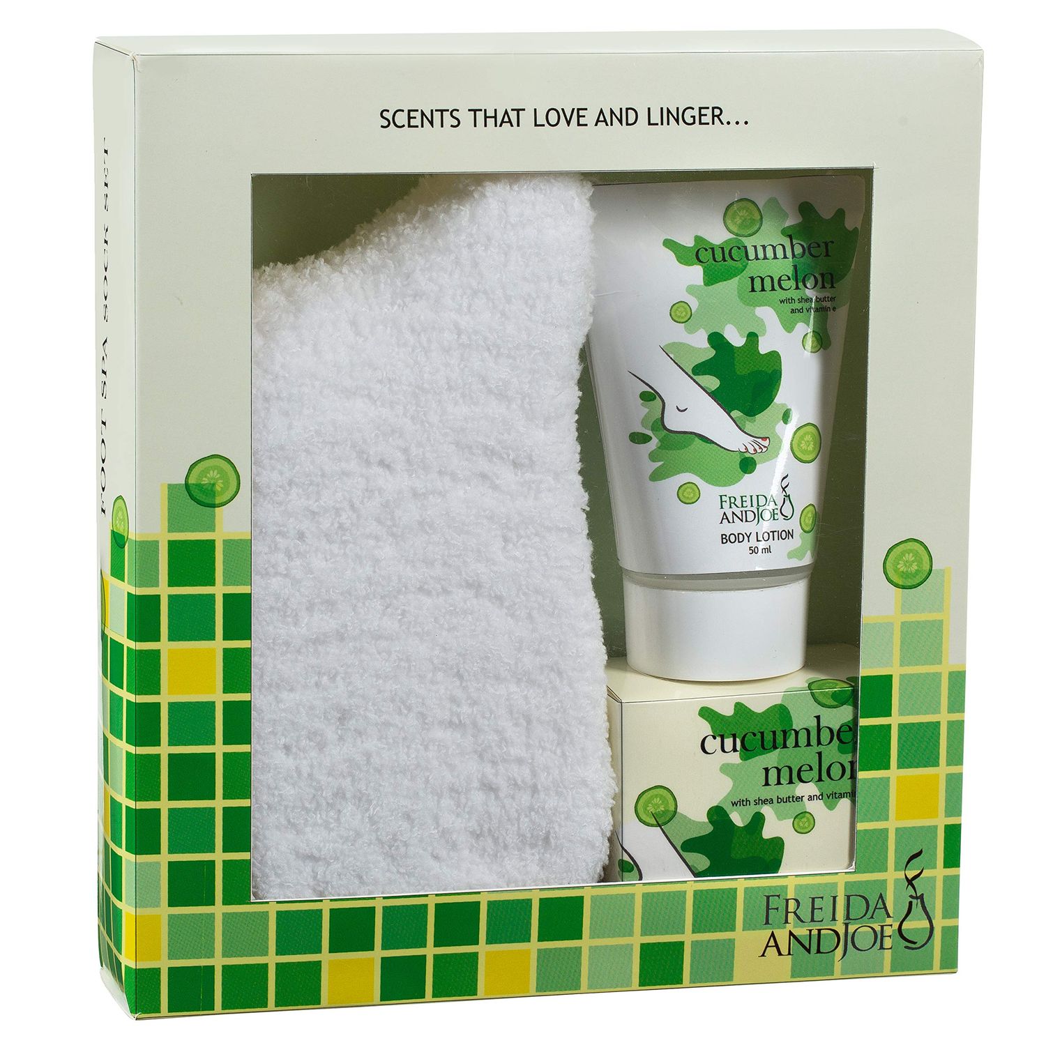 Home Spa Bath Gift Basket - Relaxing Cucumber Melon Fragrance - With Body Lotion, Bath Salts And Super Soft Cozy Socks - At-Home Spa Self Care Relaxation Kit