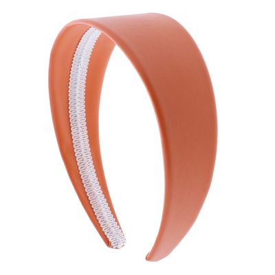 2 Inch Wide Leather Like Headband Solid Hair band for Women and Girls - Orange