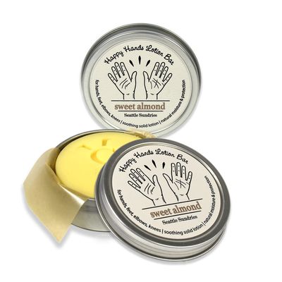 Seattle Sundries Sweet Almond Natural Beeswax &amp; Shea Butter 2x (1.15oz) Hand Made Solid Lotion Bars in tins- Moisturize &amp; Protect Dry Skin - Lotion Set for Women from