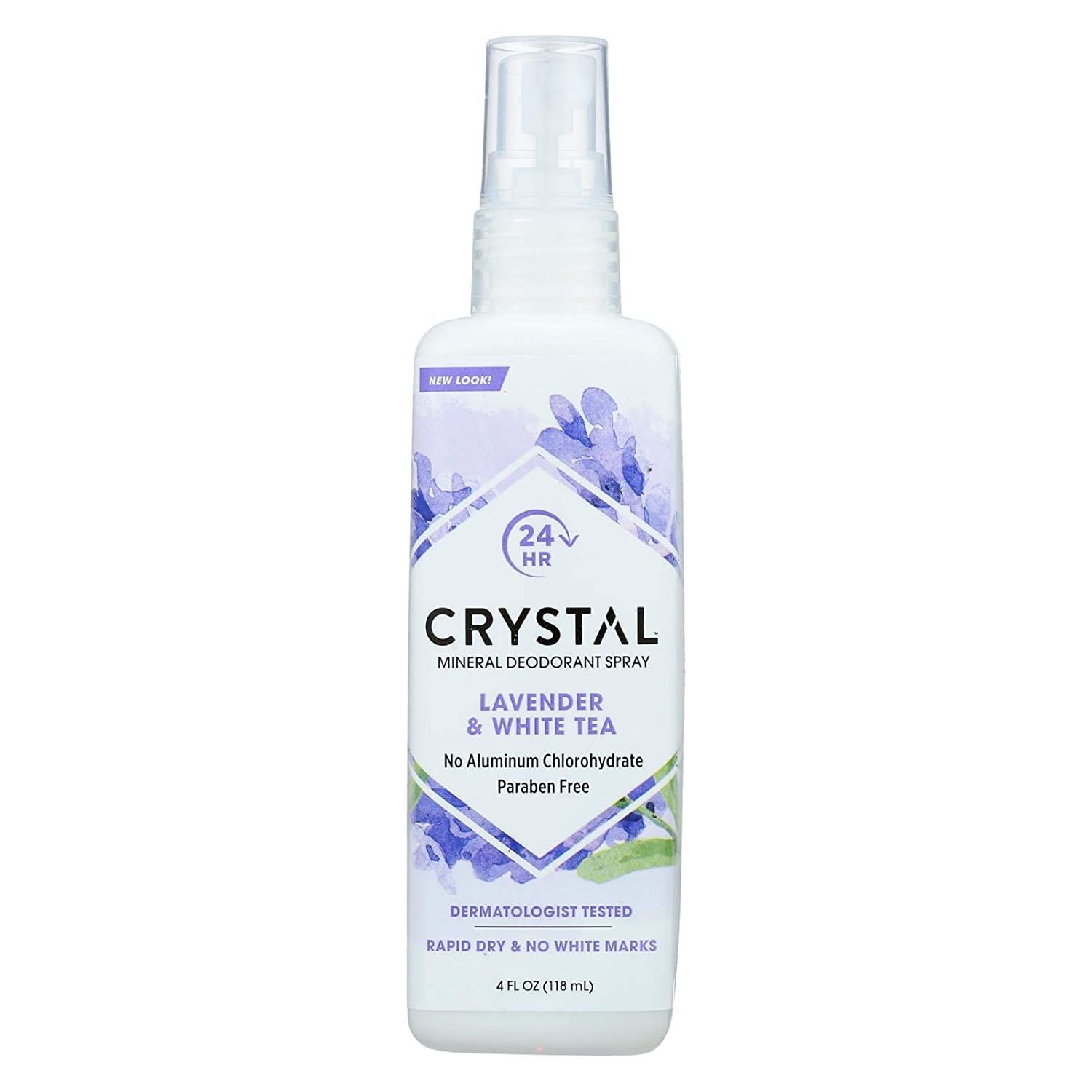 Crystal Essence Mineral Deodorant Body Spray Lavendar &amp; White Tea, All Over Body Deodorant, 4 oz