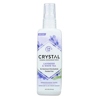 Crystal Essence Mineral Deodorant Body Spray Lavendar &amp; White Tea, All Over Body Deodorant, 4 oz