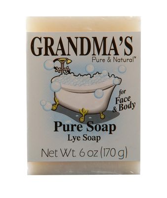 Grandma&#39;s Pure Lye Soap Bar - Unscented Face &amp; Body Wash Cleans with No Detergens, Dyes &amp; Fragrances - 6 Ounce (Pack of 1) - 60018