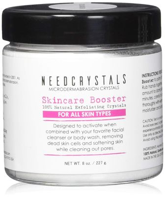NeedCrystals Microdermabrasion Crystals DIY Face Scrub. Natural Facial Exfoliator for Dull or Dry Skin Improves Scars, Blackheads, Pore Size, Wrinkles, Blemishes &amp; Skin Texture 8 oz. / 227g.