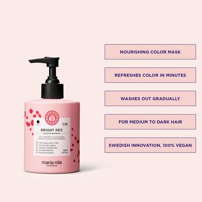 Maria Nila Colour Refresh, Bright Red 300 ml, Red Hair Mask, Semi-Permanent Pigments, 100% Vegan &amp; Sulfate/Paraben Free