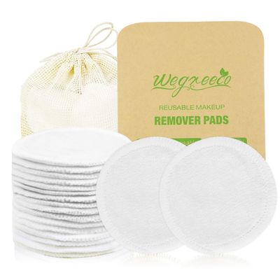wegreeco Cotton Rounds Reusable -Reusable Makeup Remover Pads - Cotton Cloth for Removing Makeup - Reusable Facial Pads Cotton Rounds (Velour, White)