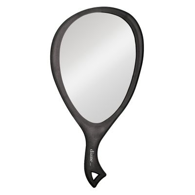 Diane Teardrop Mirror, Single Sided Hand Held Mirror with Handle for Salon, Barber, Grooming, Vanity, Shaving, and Travel, Extra Large 10.25&quot; x 19&quot;, Black