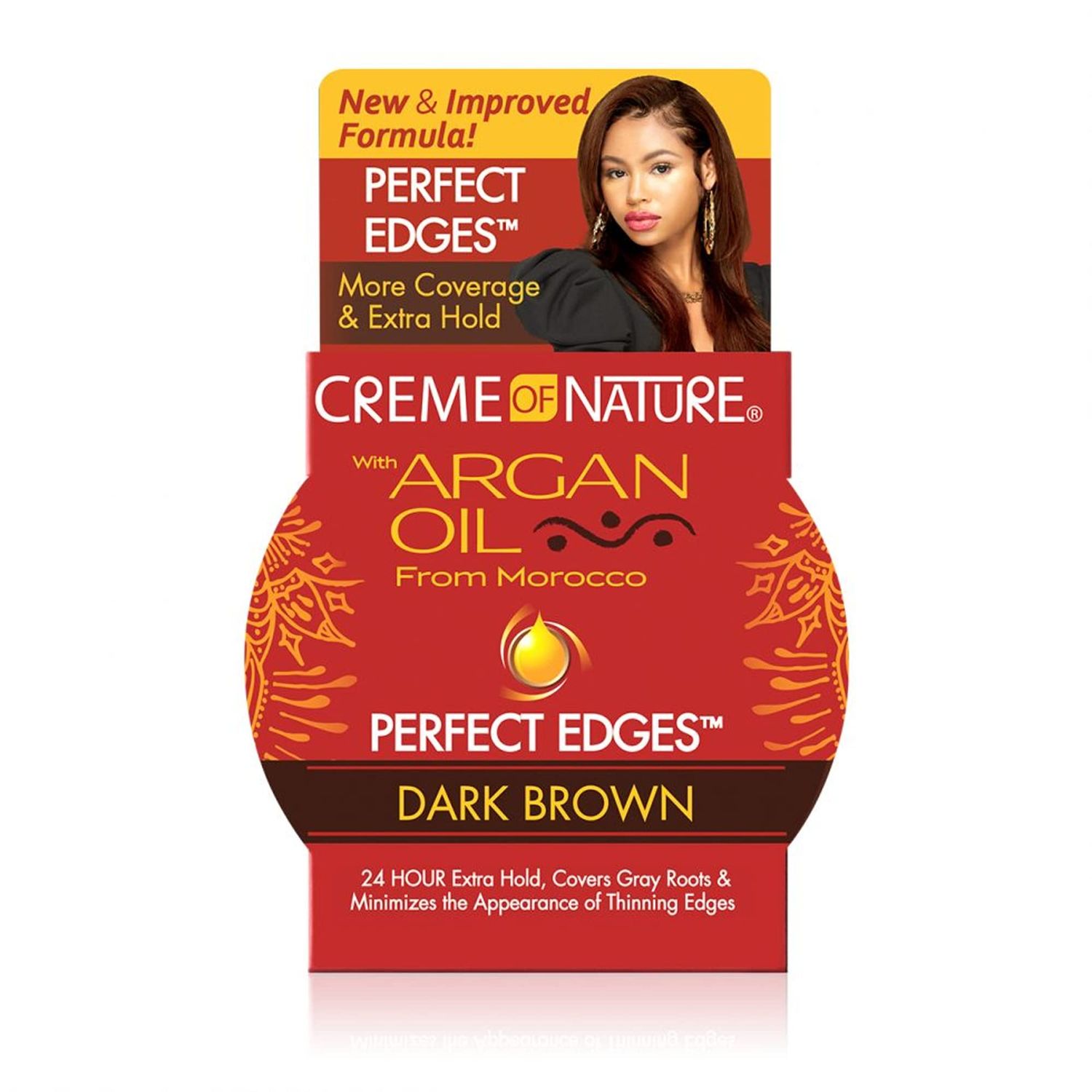 Creme of Nature with Argan Oil From Morocco Perfect Edges Hair Gel, 24 Hour Hold with Moisture and Exotic Shine, Dark Brown, 2.25 Oz (Pack of 1)