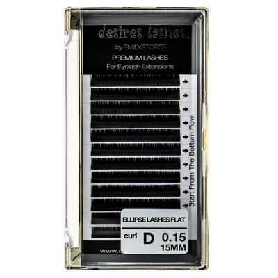 Ellipse Lashes 0.15mm Flat Thickness D Curl Length 15mm Eyelashes Extensions Single Size For Lash Extension(Ellipse,Flat0.15,D,15mm)