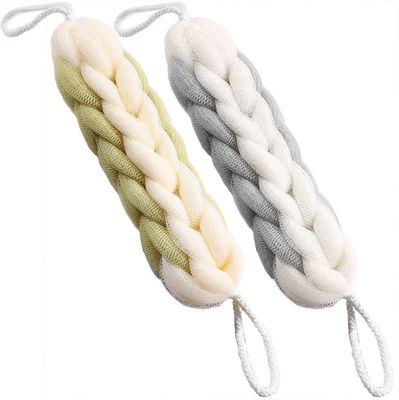 AARAINBOW 2 Packs Upgraded Long Stretch Back Sponge with Rope Handles Back Scrubber Bath Shower Mesh Sponge Exfoliating Body Scrub Stretch Braided Loofah for Men Women Shower Rope (Gray+Green)