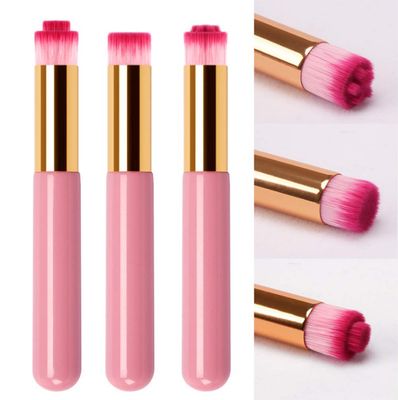 AKOAK 3 Pcs Wooden Handle Soft Wash Nose Brush,Pore Clean Acne Removal Black Head Nose Wing Brush Makeup Brush - Effective in Cleaning Any Part of The Nose (Pink)