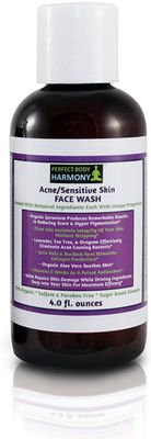 Perfect Body Harmony Sensitive Skin Face Wash Cleanser; 72% Organic &amp; Loaded with The Best Natural Botanical Ingredients; Sulfate &amp; Paraben Free Sugar Based Facial Wash; 4.0 fl. oz. Amber Bottle.