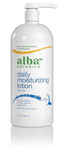 Alba Botanica Daily Moisturizing Lotion, Dry Skin, with Vitamin E and Shea Butter, 32 Oz (Packaging May Vary)