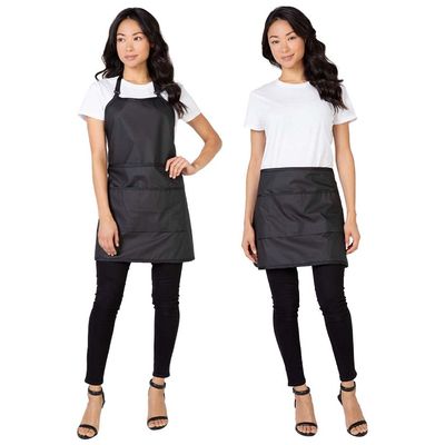 Betty Dain Women&#39;s Signature Switch Salon Stylist &amp; Nail Tech Apron with Pockets, Cosmetology Waist Apron/Tool Skirt, Chemical, Bleach, and Water Proof, Pockets with Zippered Bottoms, Black