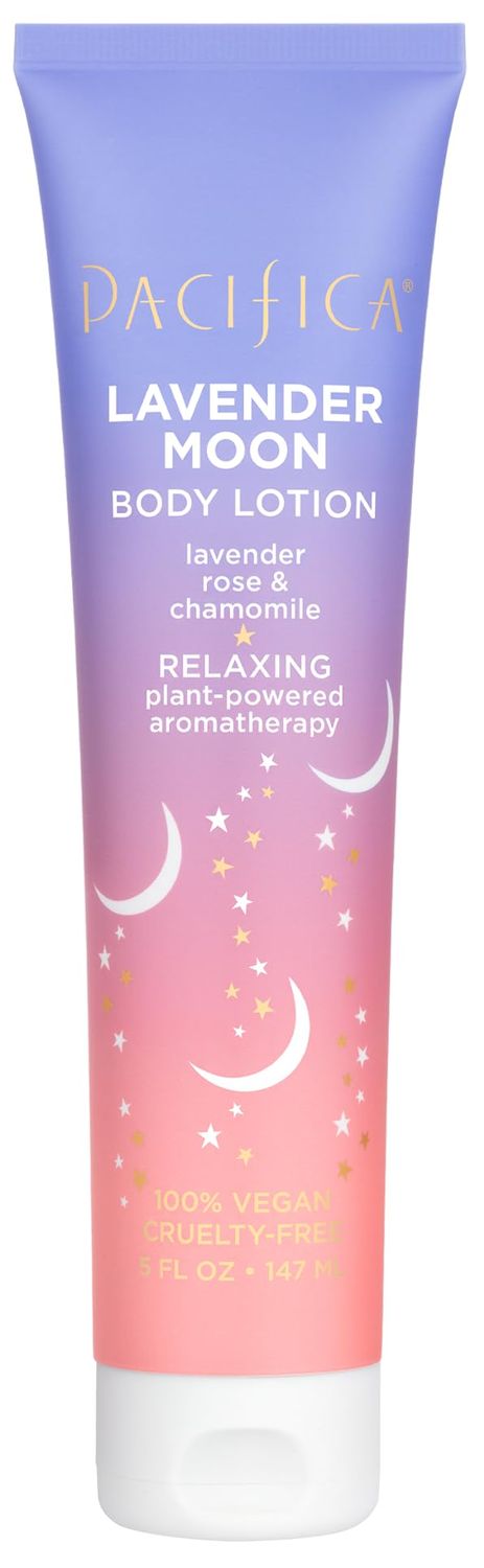 Pacifica Body Lotion - Lavender Scented Moon Relaxing Body Moisturizer Cream with Rose, Chamomile &amp; Vitamin E, Lightweight, Vegan &amp; Cruelty-Free Dermatologist Tested (1 Count)